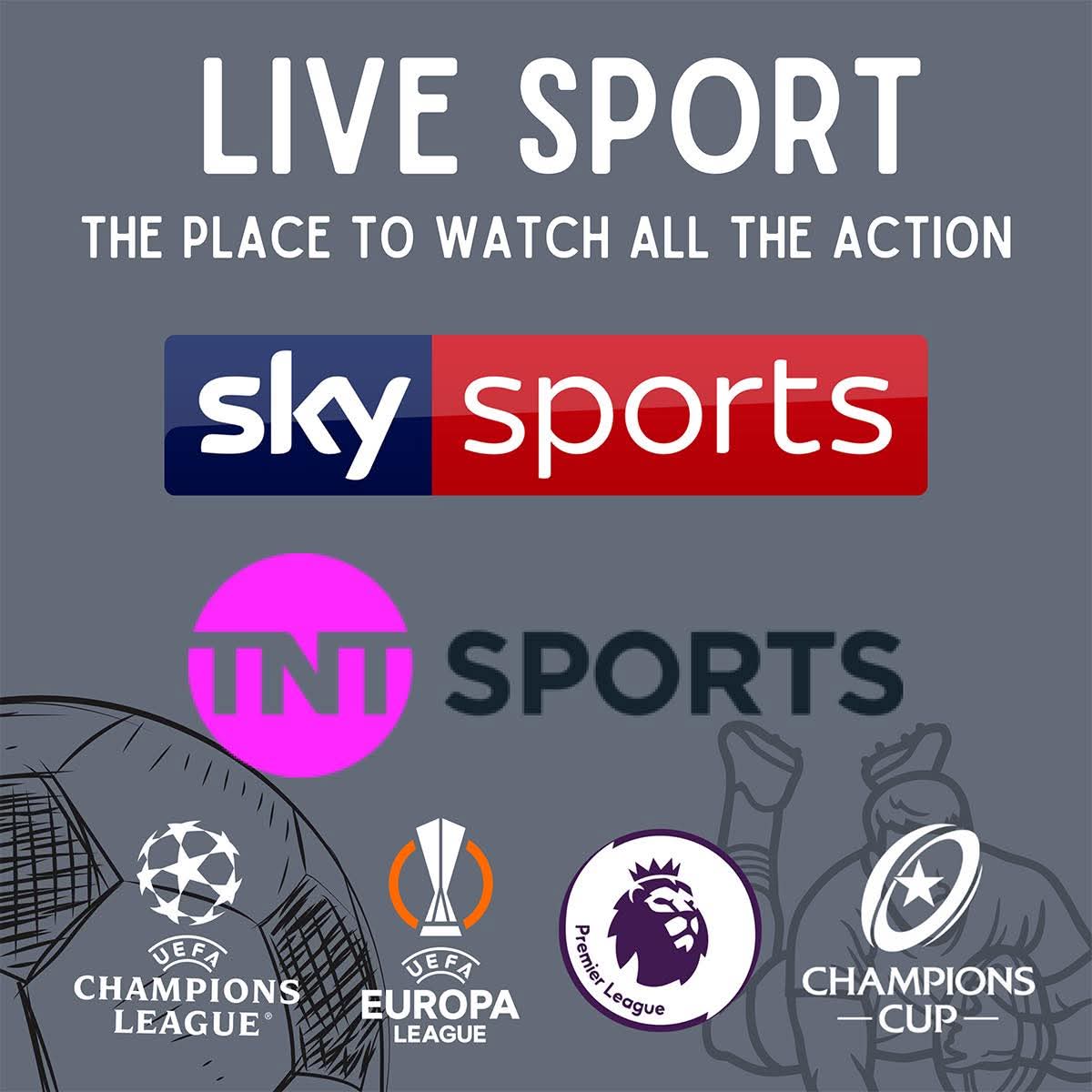 Watch live Premier League, Champions League and more at The Three Horseshoes